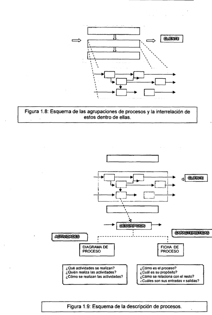 Figura  1.8:  Esquema de las agrupaciones de procesos  y  la  interrelación de  estos dentro de ellas