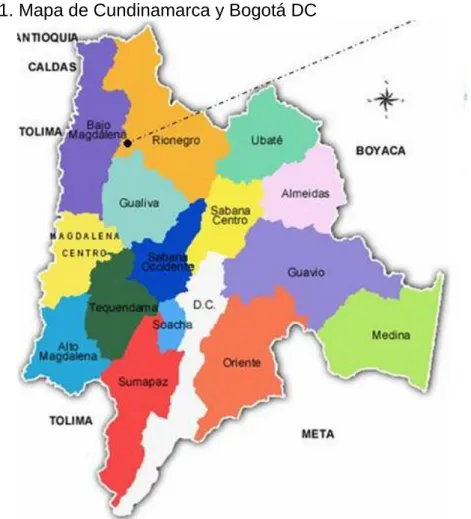 Ilustración 1. Mapa de Cundinamarca y Bogotá DC 