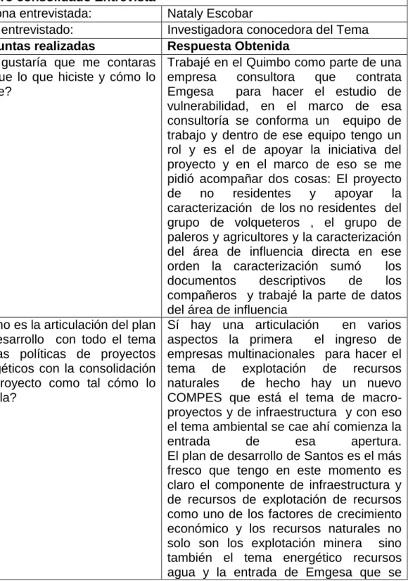Cuadro consolidado Entrevista  