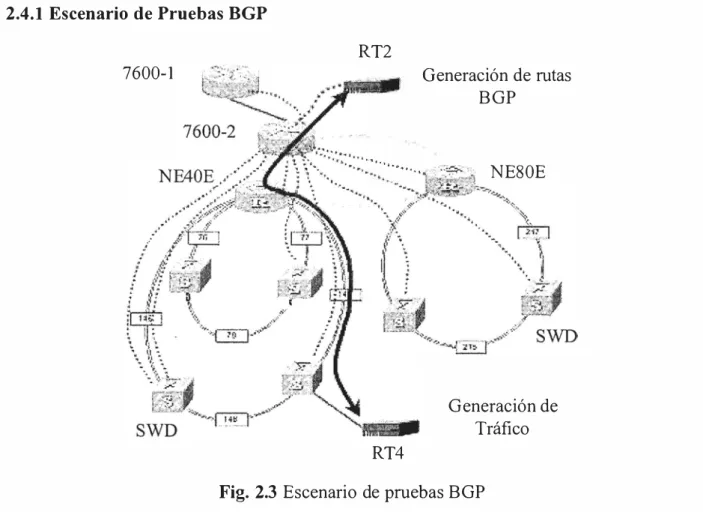 Tabla N º  2.6  Pruebas BGP  Objetivo de las  Pruebas  Verificar la capacidad de rutas BGP 