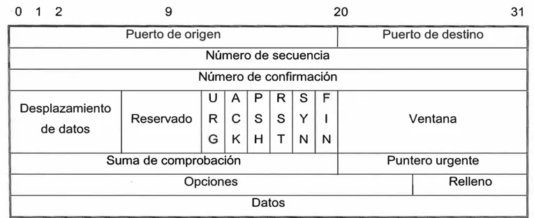 FIG. 1.9: EL ENCABEZADO DE TCP 