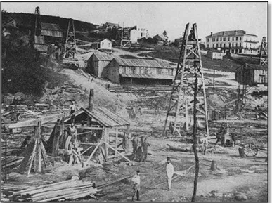 Figura 3-1. Foto del interminable campo de petróleo del Condado de Pithole (1865)