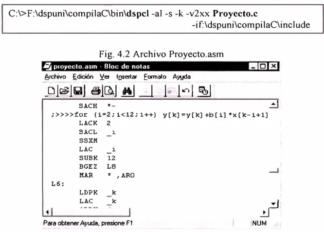 Fig. 4.2 Archivo Proyecto.asm 