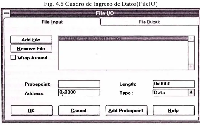 Fig. 4.5 Cuadro de Ingreso de Datos(FileIO) 