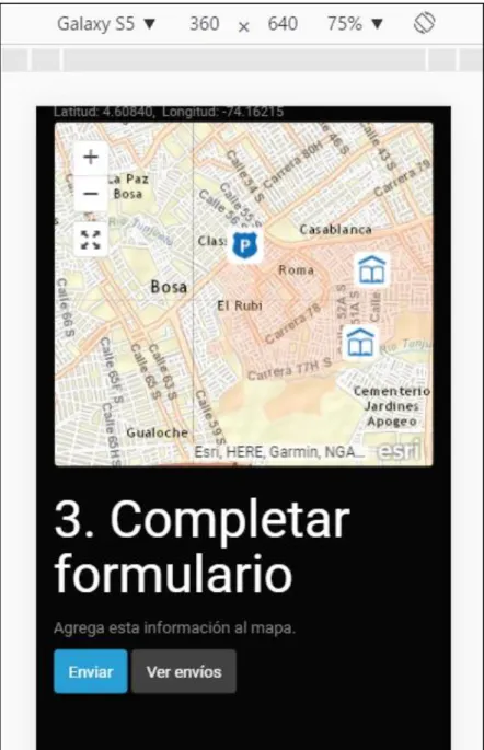Ilustración 11 Ejemplo de visualización de la aplicación en un celular modelo Galaxy S5