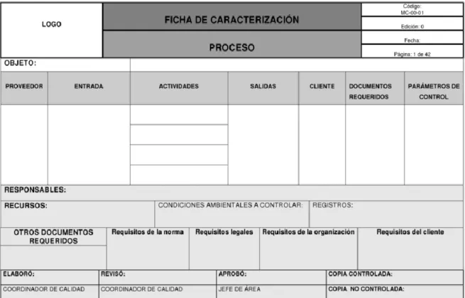 Figura 3 Modelo Ficha de Caracterización 