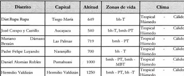 Cuadro N º  2:  Zonas de vida a nivel distrital 