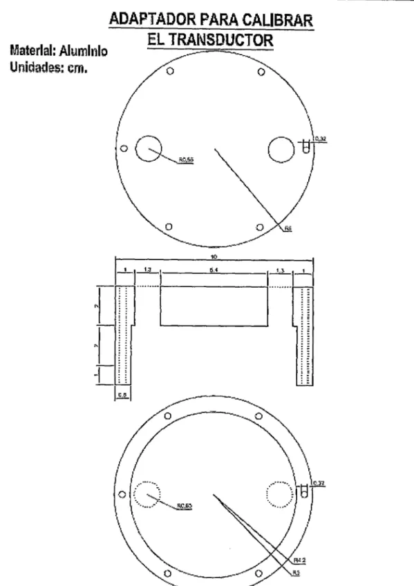 Figura 27.- Plano del calibrador para el transductor de presión 