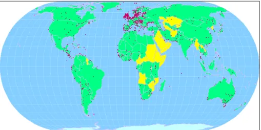Figure 1. Global distribution of Ramsar Sites. Contracting Parties are coloured green.