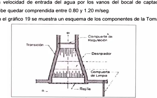 Gráfico 19. Esquema de la Toma (Mansen A. Diseño de Bocatomas, UNI -FIC). 