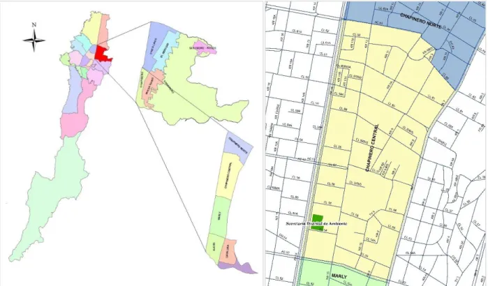 Figura  2.  Localización  de  la  Secretaria  Distrital  de  Ambiente  respecto  a  la  ciudad  de  Bogotá  y  a  la  localidad de Chapinero