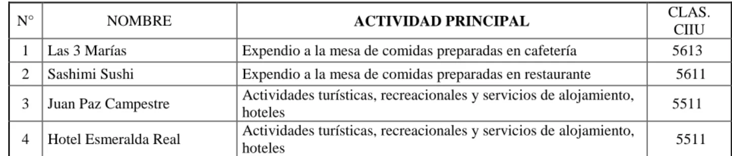 Cuadro 15. Clasificación CIIU I