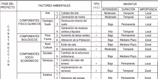 CUADRO  N º  1 . .   5 3  Id  ºfi  ent1 1cac1on  ..  d  1  e  mpactos  A  b.  m  1enta es  p  t  o enc1a es  