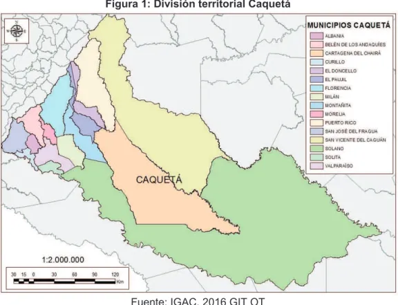 Figura 1: División territorial Caquetá 