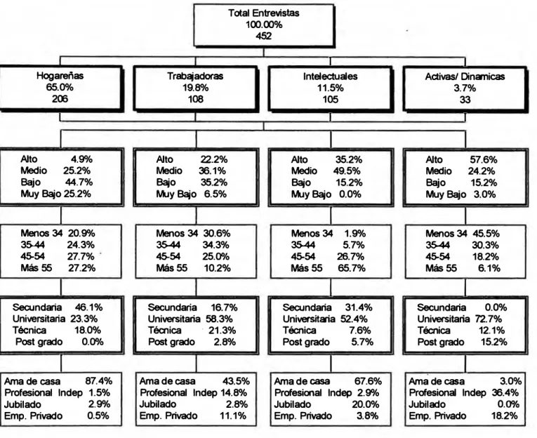 Tabla 2:  Perfil de los Segmentos por Caracterfsticas Sociodemográficas 