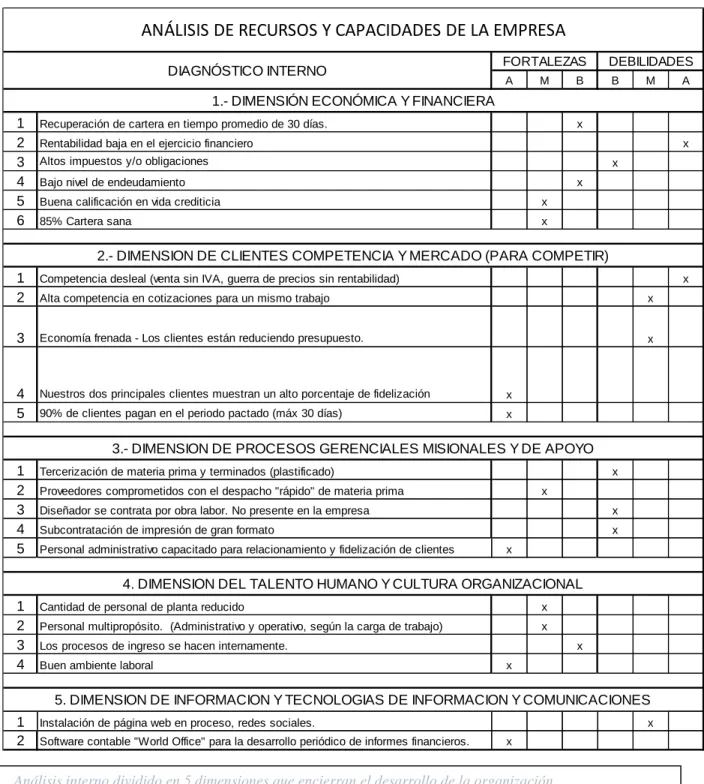 Tabla 5 Análisis Interno 