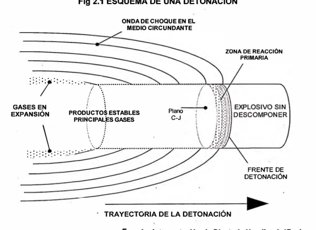 Fig 2.1  ESQUEMA DE UNA DETONACIÓN 