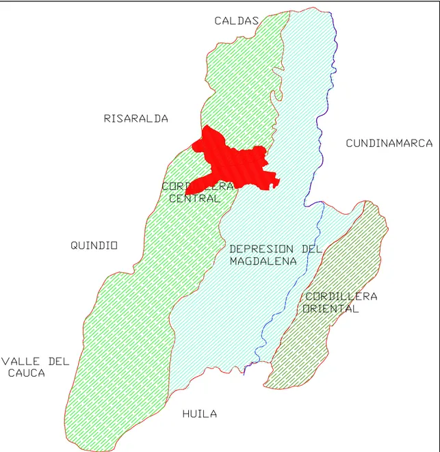 Ilustración 2: Mapa estructuras geológicas y regiones fisiográficas del Tolima 