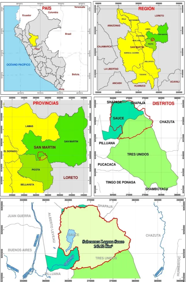 Figura  2: Mapa de Ubicación Geográfica y Política de la zona de estudio. (Elaboración propia -referencia: 