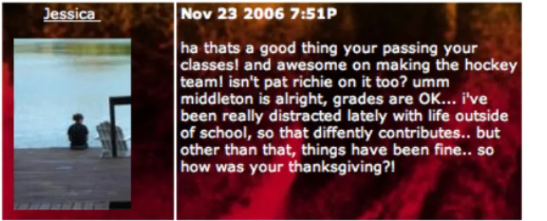 Figure 1: Conversation as MySpace comment 