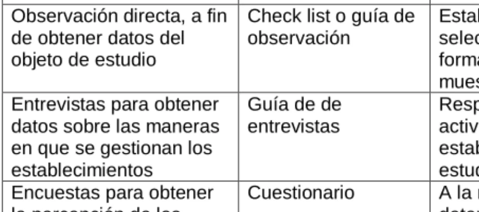 Tabla 3: Técnicas para la recolección de datos 