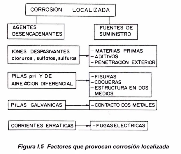 Figura 1.5  Factores que provocan corrosión localizada 