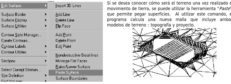 Tabla en el dibujo:   Se utiliza el comando " Site Table " para insertar una tabla de cubicación al dibujo