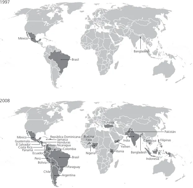 Gráfico 1  Las  TMC  en el mundo, 1997 y 2008