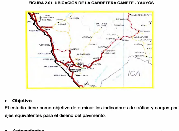 FIGURA 2.01  UBICACIÓN DE LA CARRETERA CAÑETE - YAUYOS 