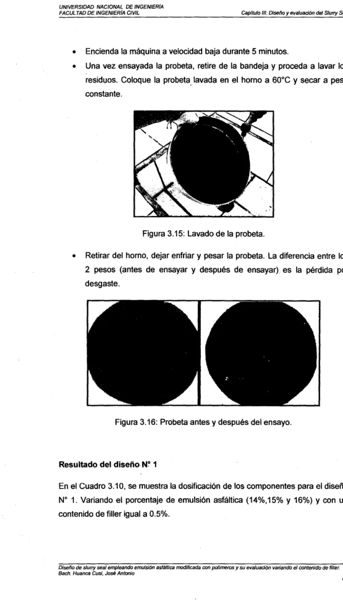 Figura 3.15:  Lavado de la probeta. 