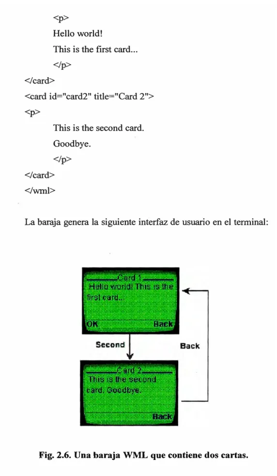 Fig. 2.6. Una baraja WML que contiene dos cartas. 