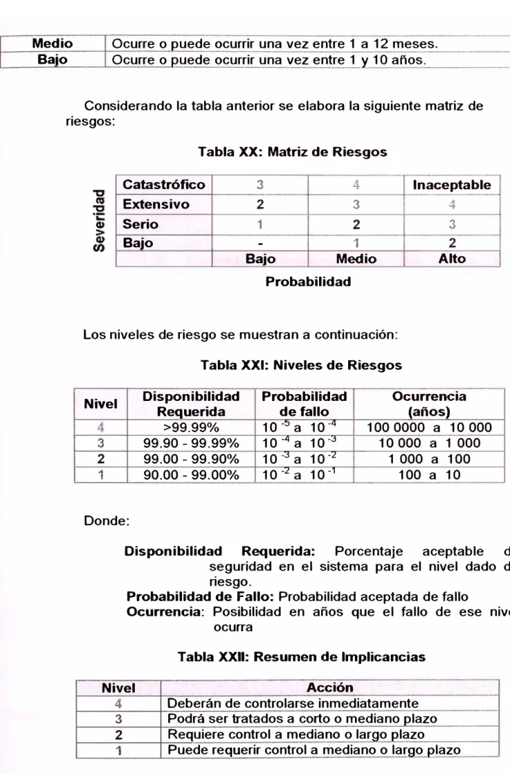 Tabla XX:  Matriz de Riesgos 