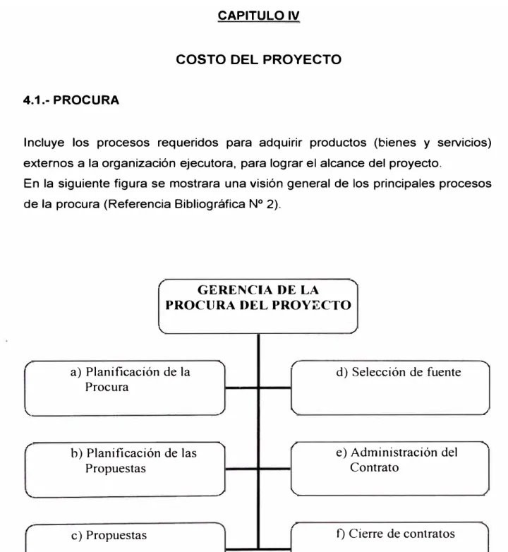 figura 4.1:  Vista general de la Gerencia de la Procura del Proyecto  a) Planificación de la Procura