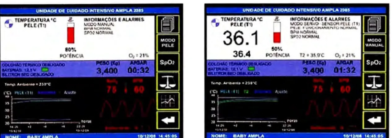Fig. 2.1 Pantalla modo manual (izq.) y modo servocontrolado (der.) 