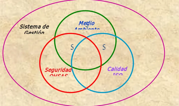 Fig. 1.1 Este diagrama nos muestra los Sistemas de Gestión Integrado, la cual  se orienta a lograr objetivos y metas específicos en la organización