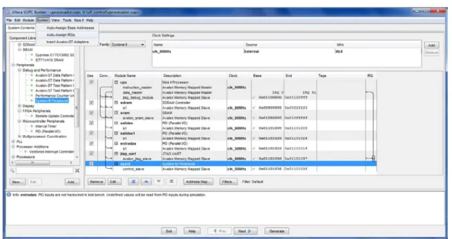 Figura 1.17. Asignación automática de interrupciones en el SoPC Builder. 