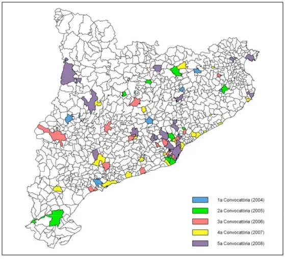 Gráfico 5. Municipios con proyectos de rehabilitación de barrios  subvencionados por la Generalitat de Catalunya