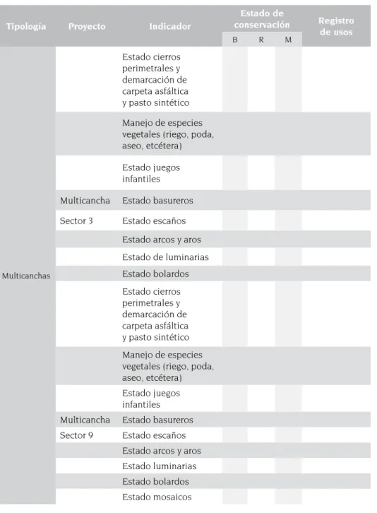 Cuadro 2. Registro de observación multicanchas