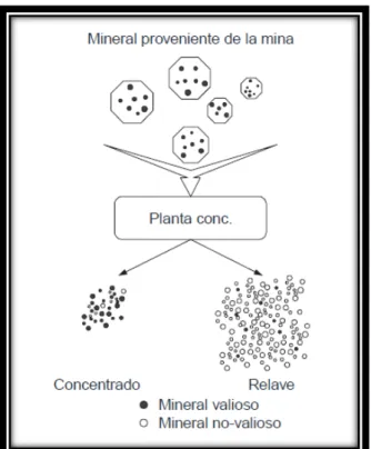 Fig. 2.1 Esquema del procesamiento de minerales 