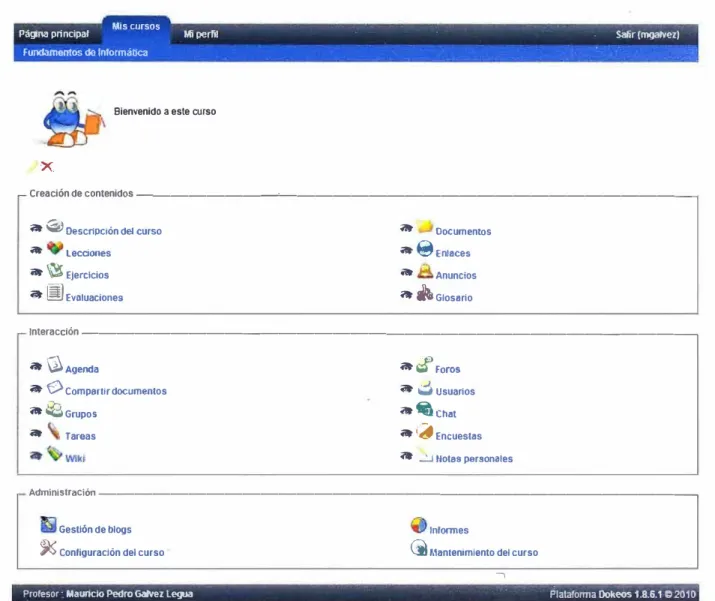 Ilustración 1.35: Interface de aula virtual en Dokeos  1.19.2.  LMS Propietarios Comerciales 