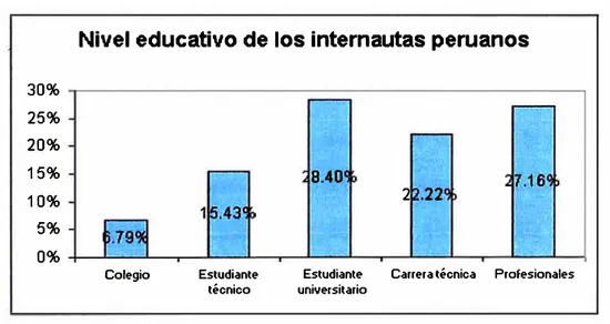 Gráfico 3.3: Nivel de educación de los intarnautas 