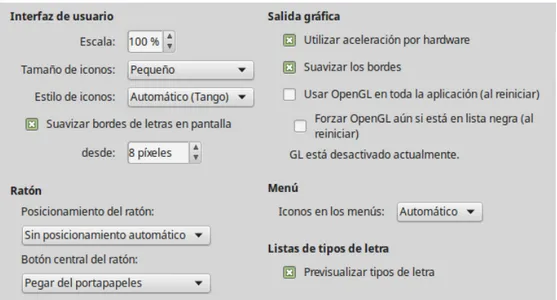 Figura 4: Seleccionar las opciones Ver para las aplicaciones de LibreOffice
