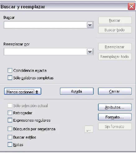 Figura 12: Diálogo expandido de Buscar y reemplazar