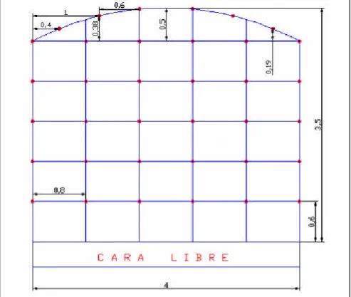 Figura 03. Malla de perforación para un breasting Sección 4.0 m x 3.5 m