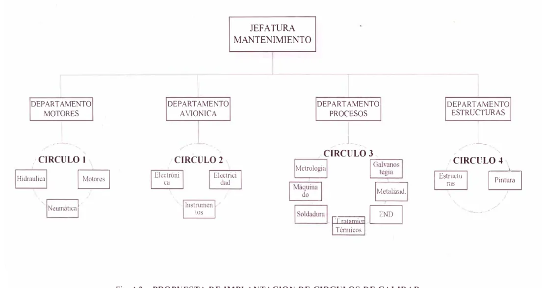 Fig. 4.2  PROPUESTA DE IMPLANTACION DE CIRCULOS DE CALIDAD 