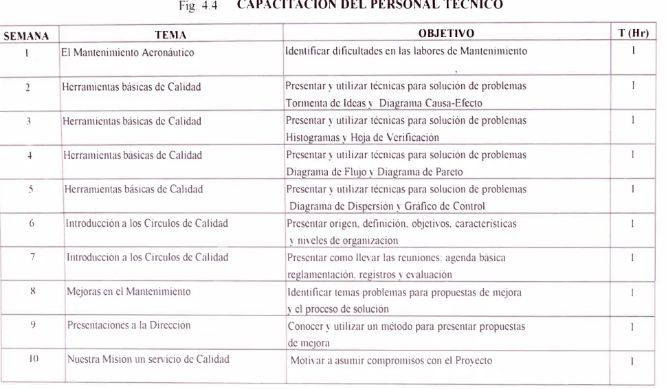 Fig. 4.4  CAPACITACION DEL PERSONALTECNICO 