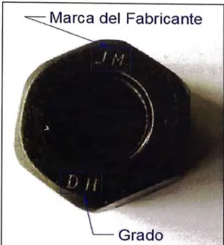 Figura N º 1.10.- Ejemplo-Simbología de una tuerca de calidad ASTM A563, Grado DH  Fuente:  Elaboración propia 