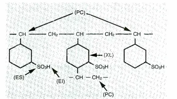 Figura 2. Fórmula estructural de una resina catiónica fuerte sulfónica (Amberlite  IR-120)