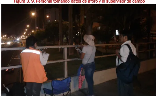 Figura 3. 9. Personal tomando datos de aforo y el supervisor de campo 