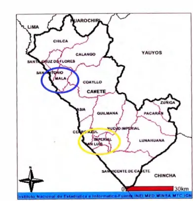 Mapa de la Provincia de Cañete. Ubicación del Estudio: 